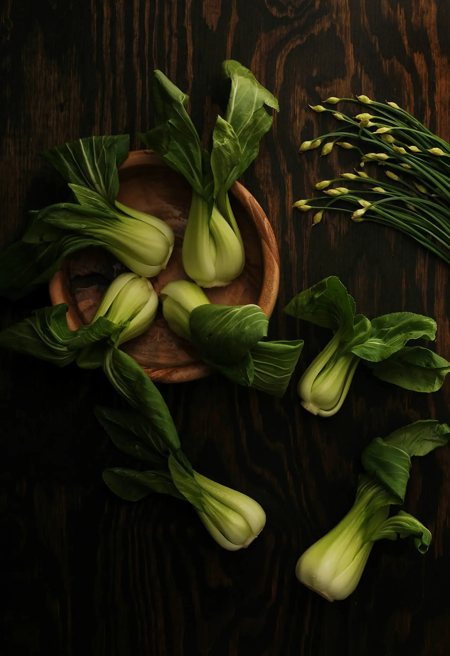 an image of bok choy in the dark